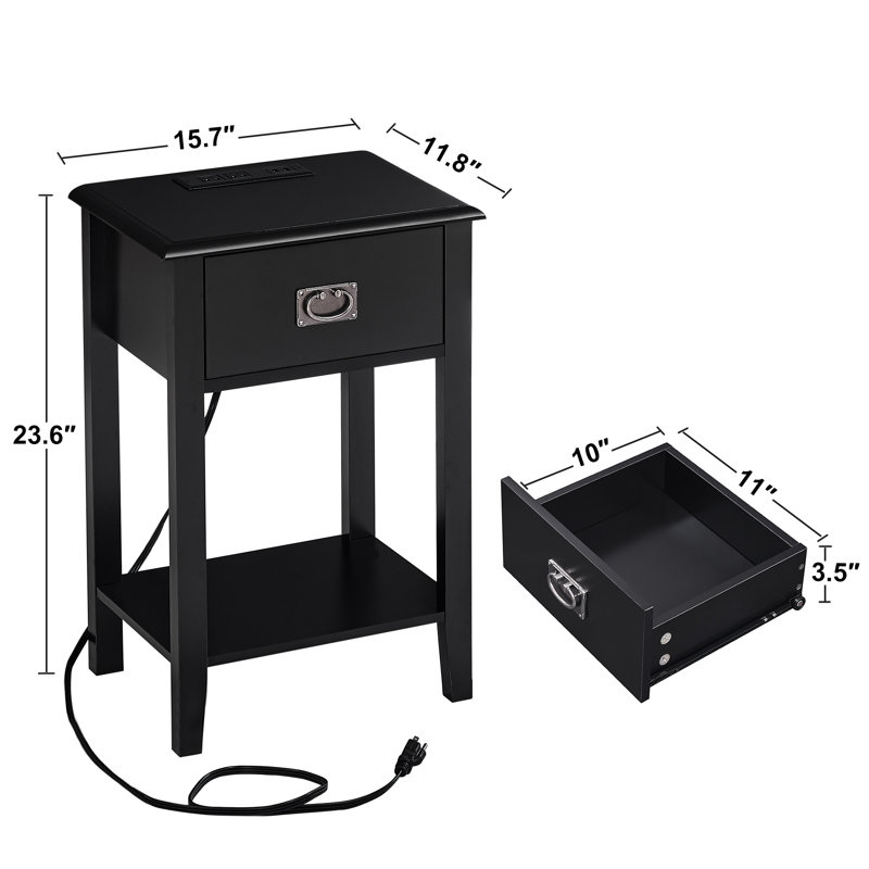 Modern Bedroom Set Bed Frame With Upholstered Headboard And 1 Drawer Nightstands With USB Charging Ports, Twin