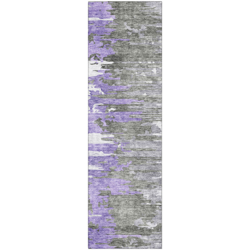 Premium Machine Washable Prisco Purple Rug, Runner 2'3" x 7'6"