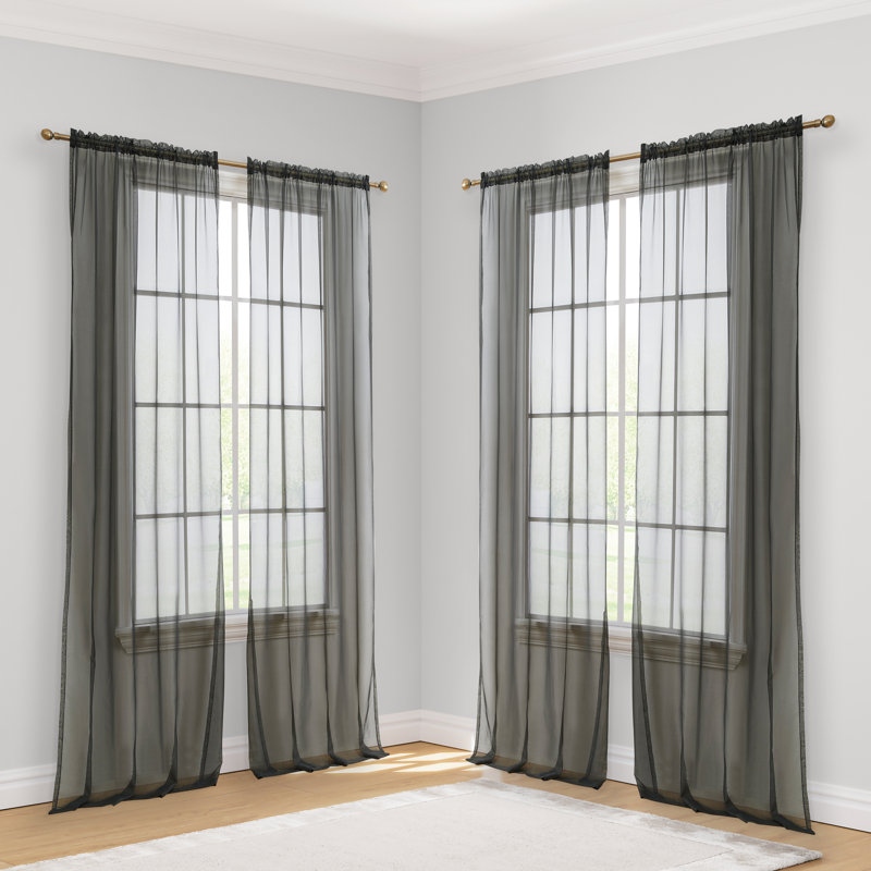 Dipankar Sheer Curtain, Charcoal Gray, 54" W x 84" L