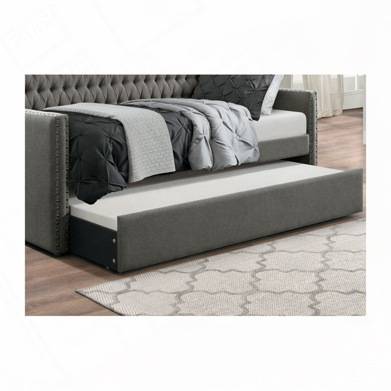 Miaja Daybed, Daybed, Upholstered Bed with Trundle, Twin, Dark Gray