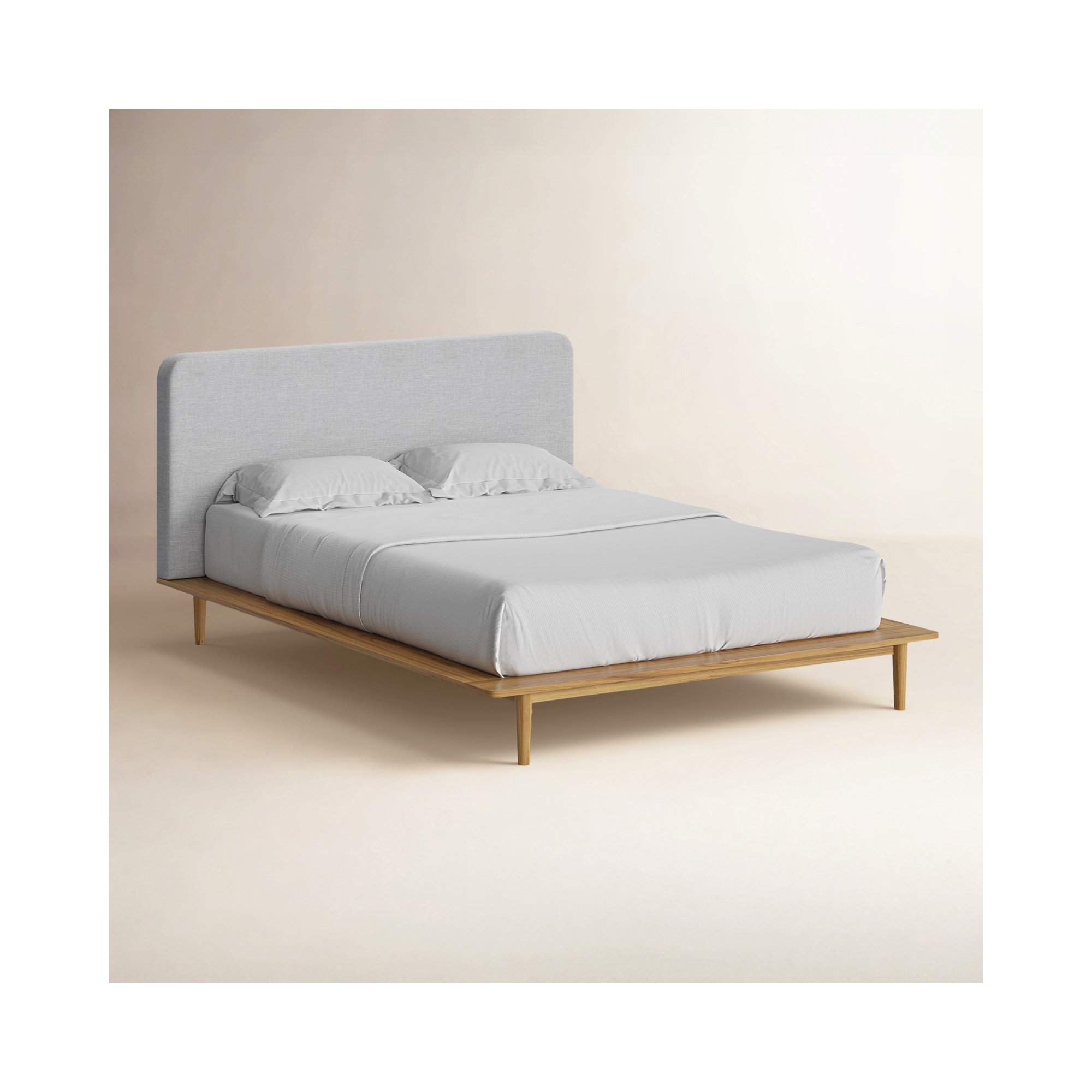 Alab Upholstered Bed, Queen, Natural