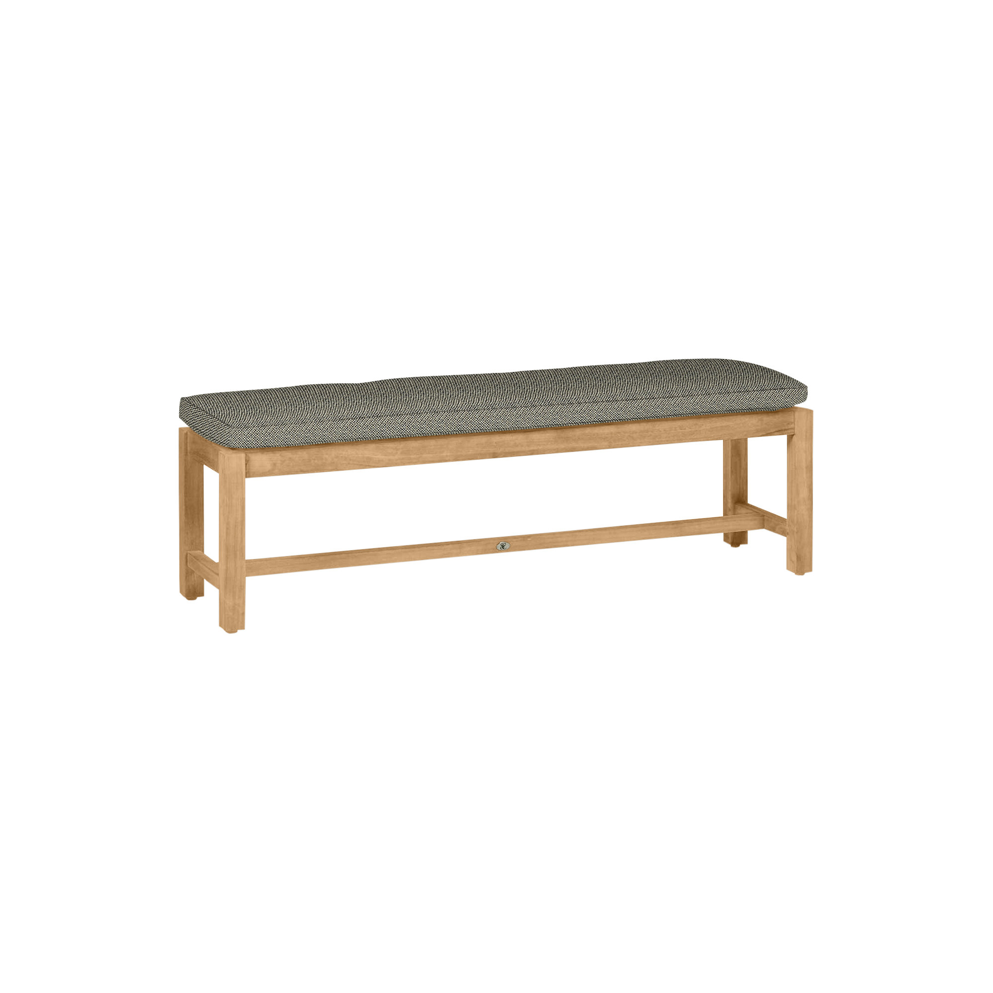 Club Outdoor Backless Bench 59 in., Linen Navy, No Welt, Natural Teak