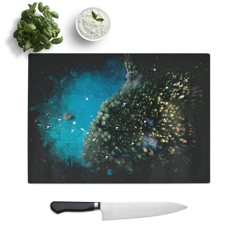 Tempered Glass Forest by the Lake Chopping Board, 20 cm x 28.5 cm