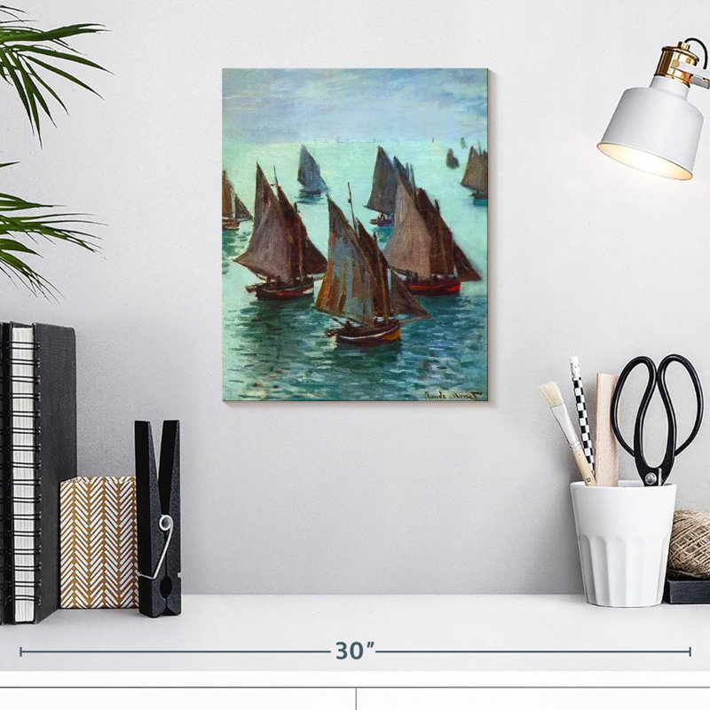 Bateaux de pêche en mer calme, 15" H x 12" W