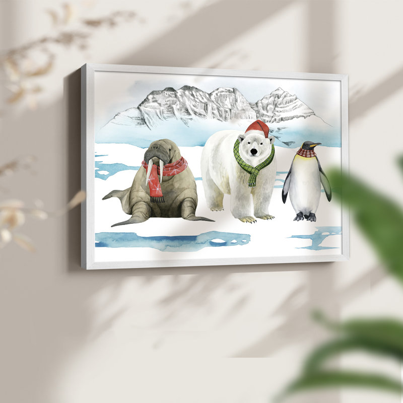 Arctic Animal Collection A -Framed Print - Restickable, 22" H x 28" W, White