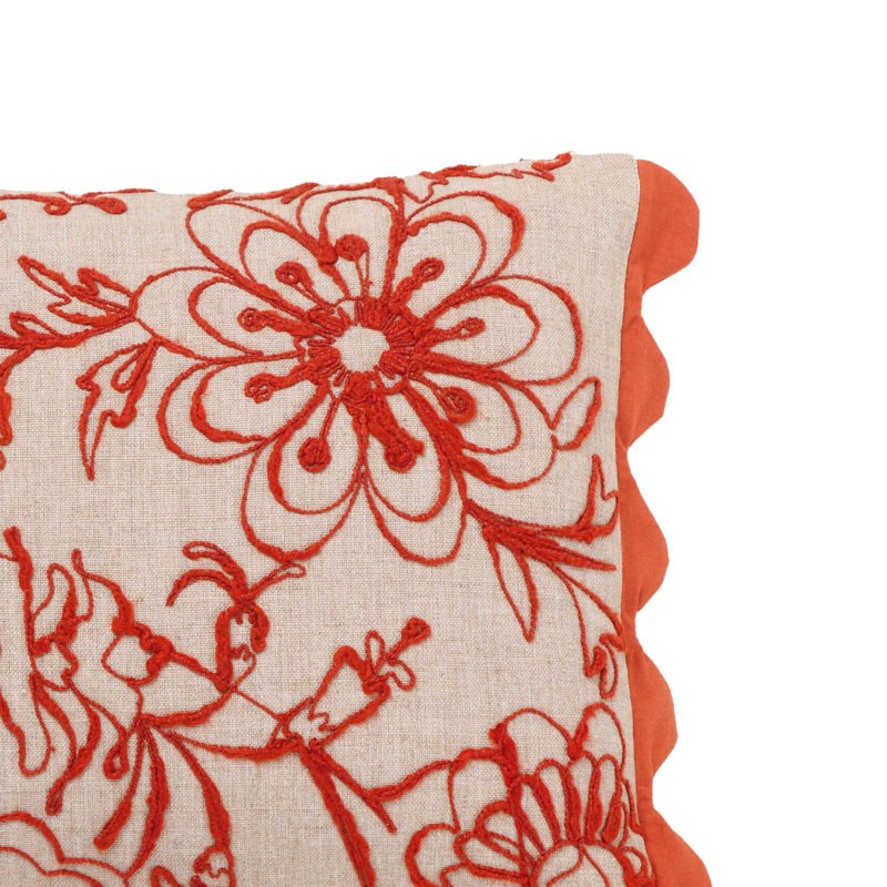 Coussin décoratif brodé Portia Flex 20 po x 12 po, Orange