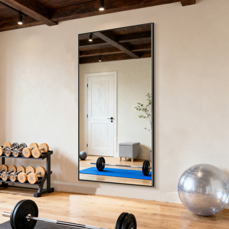 Très grand miroir encadré en métal, miroir pleine longueur sur pied pour la chambre à coucher, le salon ou la salle de sport