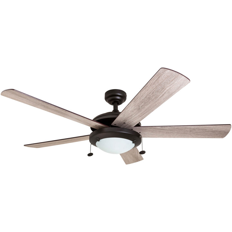Bolivar 52" Ceiling Fan with LED Light, Espresso Bronze with Gray Oak Blades