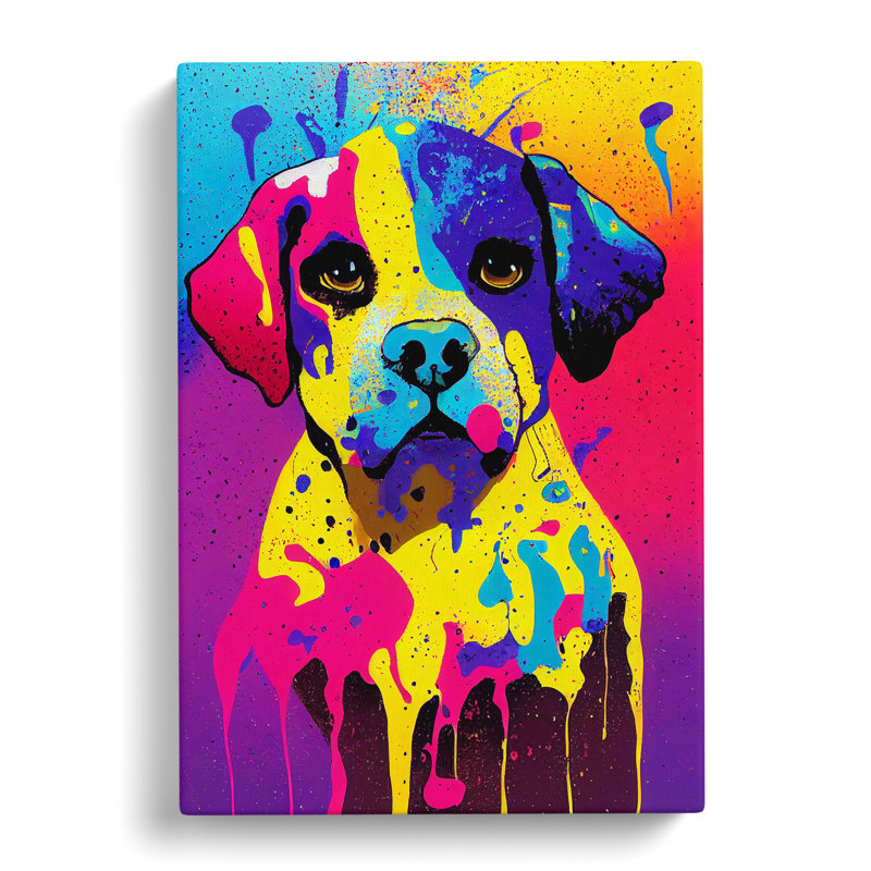 Painted Dog No.1 - Wrapped Canvas, 60cm H x 40cm W x 3cm D