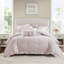 Ensemble d'édredon pour lit double / grand 5 pièces avec coussins décoratifs, rose
