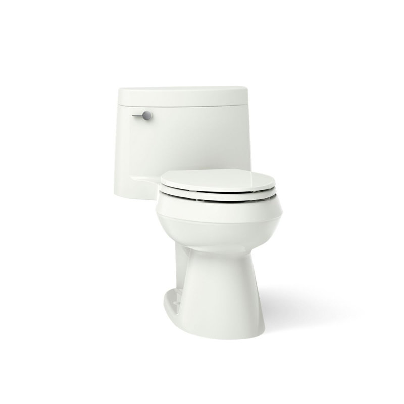 Cimarron 1.28 GPF Water Efficient Elongated One-Piece toilet (Seat Included), Dune, Left-Hand