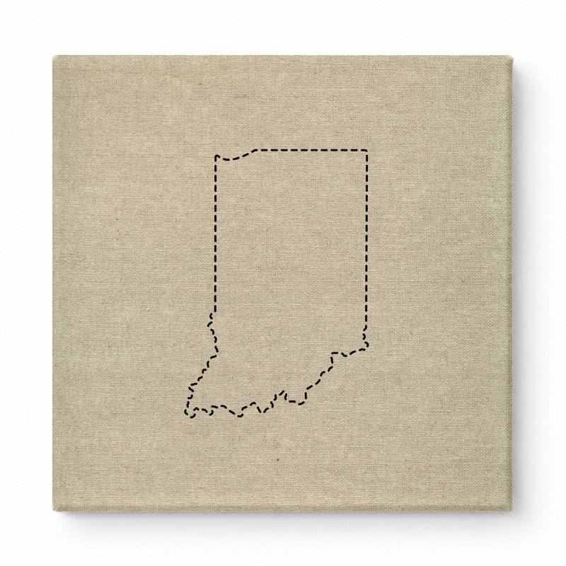 Indiana State Outline - art mural carré sur toile, 8" W x 8" H