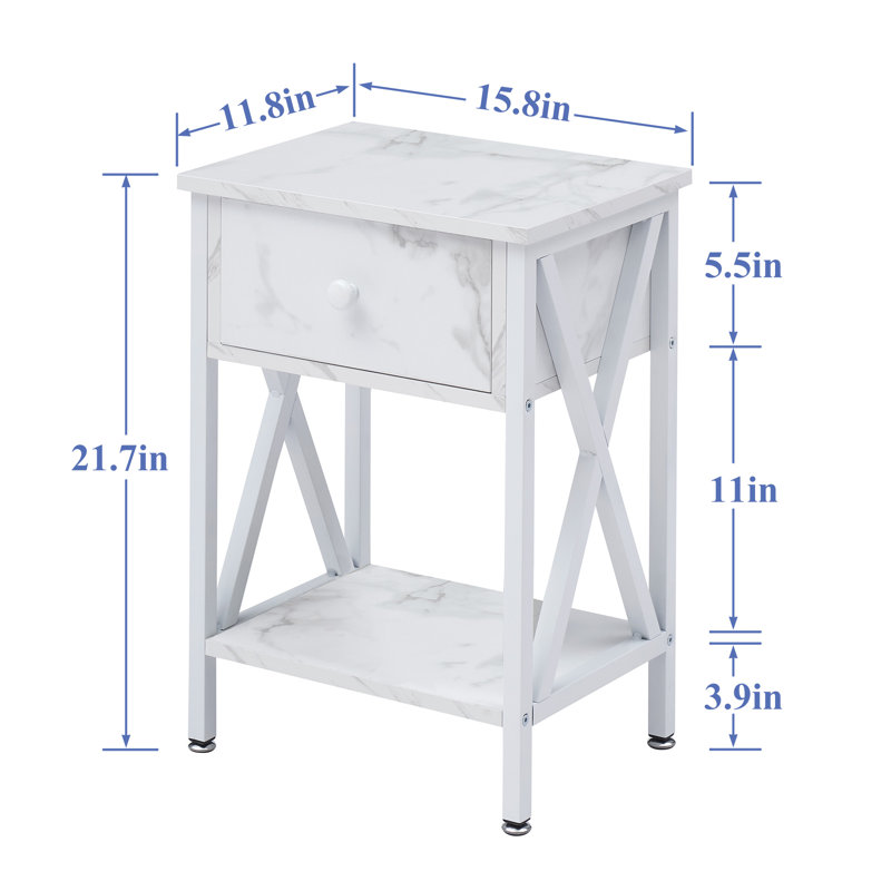 Kempst Steel Piece Bedroom Set, White, Queen
