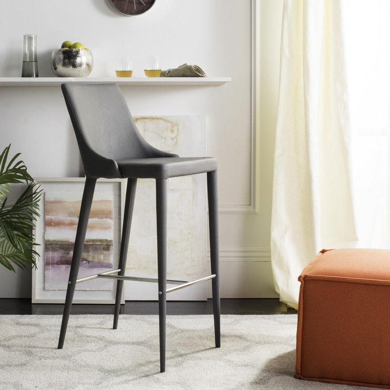 Bohy Upholstered Counter Stool with Metal Frame, Gray