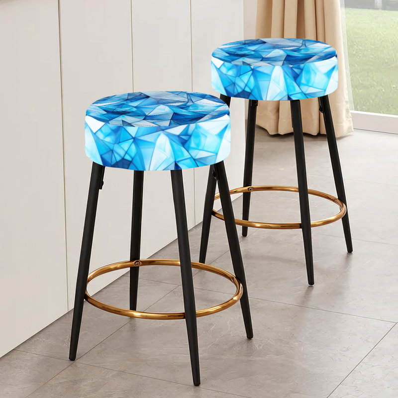 Blue Symmetry Tranquil Triangles - Ensemble de 2 tabourets de bar géométriques