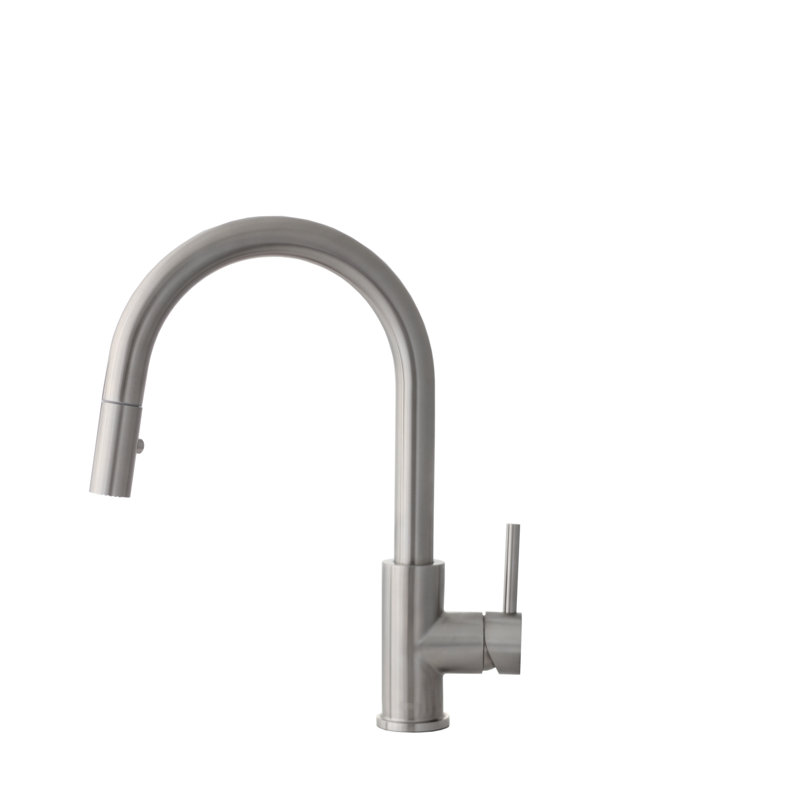 Robinet de cuisine moderne à poignée simple Modena, Acier inoxydable brossé