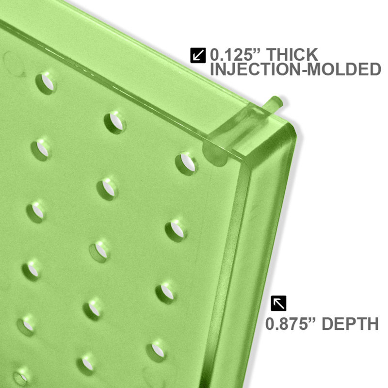 Solution de rangement pour panneau perforé, paquet de 2, H 44 po x l 13,5 po x P 0,13 po, Vert