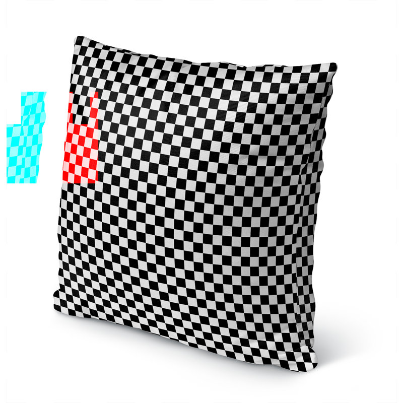 Coussin décoratif Vichy, 18 po x 18 po, Noir / blanc