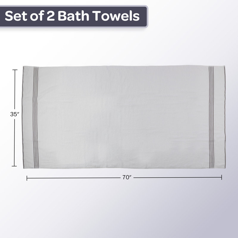 Serviettes de bain Lavish Home - Ensemble de serviettes 100% coton 2 pièces 500 g / m² - Serviettes de bain à séchage rapide extra larges 35 x 70 po - Draps de bain absorbants pour salle de bain