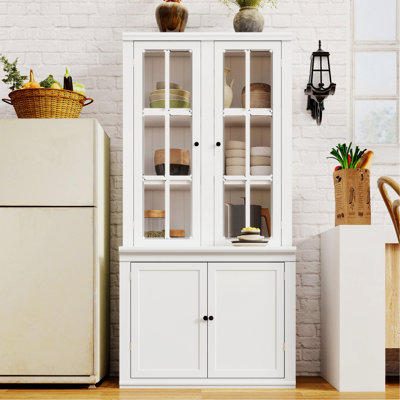 Freestanding Cabinet With Glass Door, Farmhouse Display Cabinet With Storage by Lark Manor