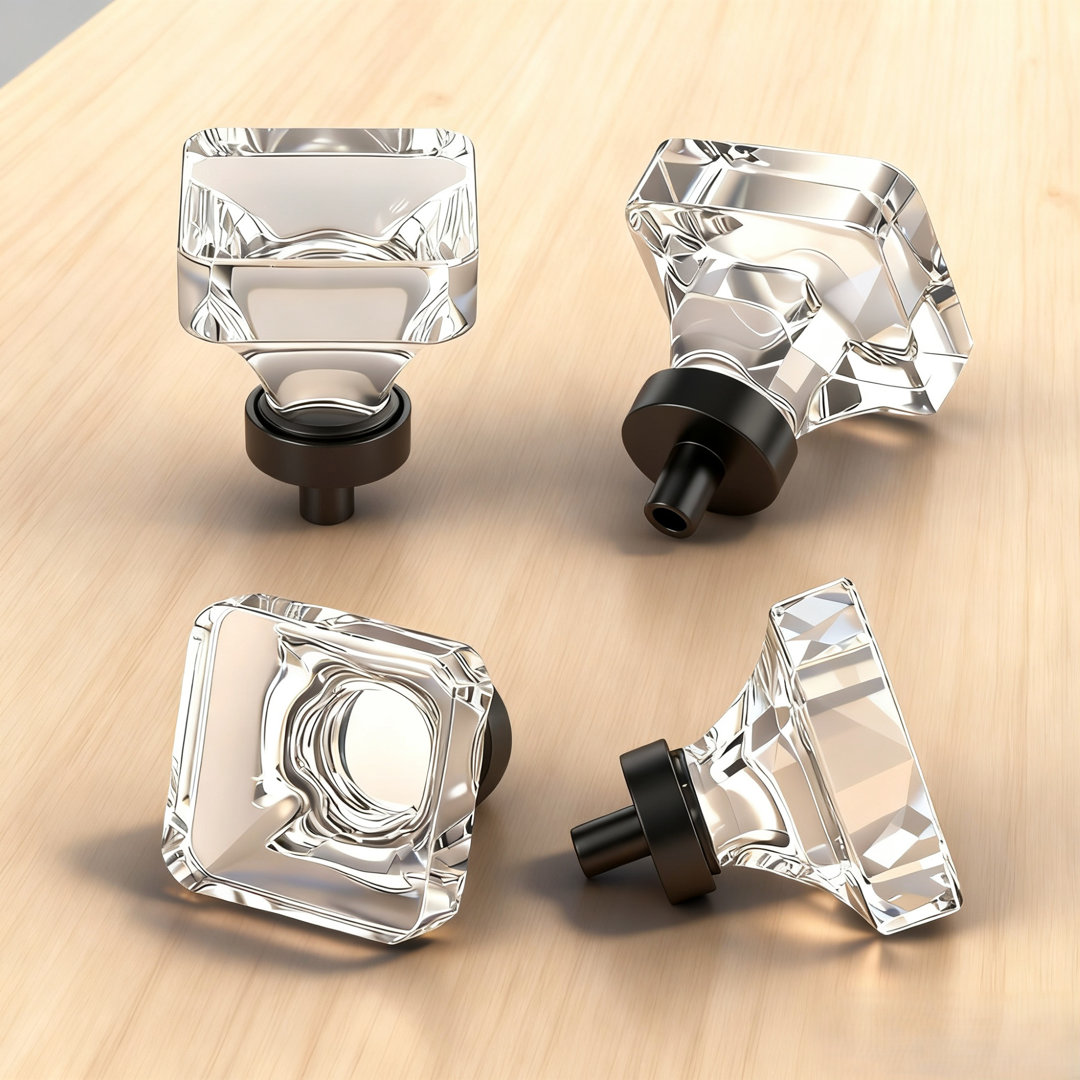 Glass Knob 1 13/32 Length Square Knob (Set of 4) coolnews