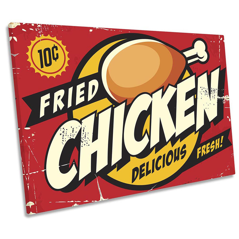 Z5724 Fried Chicken Kitchen - Wrapped Canvas Print, 30.5cm H x 45.7cm W x 2cm D