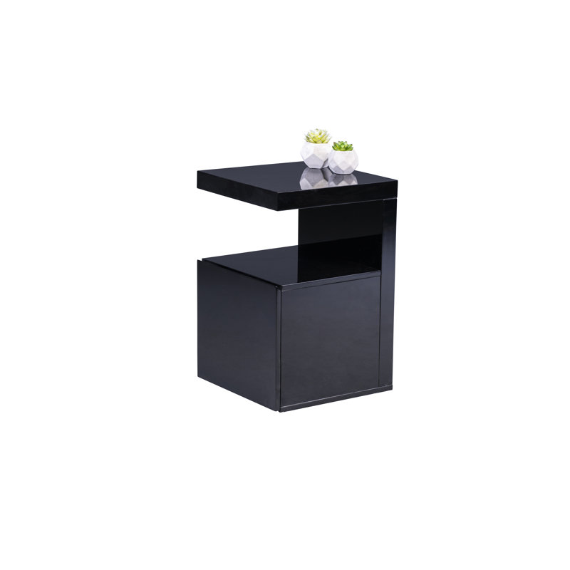 Monkstown Side Table with Storage, Black