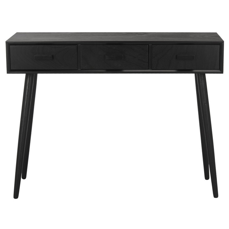 Console à 3 tiroirs Elegant Brycon - Table de rangement Mid-Century à 3 tiroirs pour intérieurs modernes, Noir