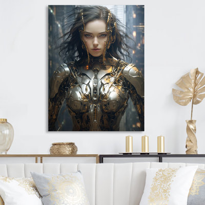 Femme de guerre médiévale épique - reproduction sur métal