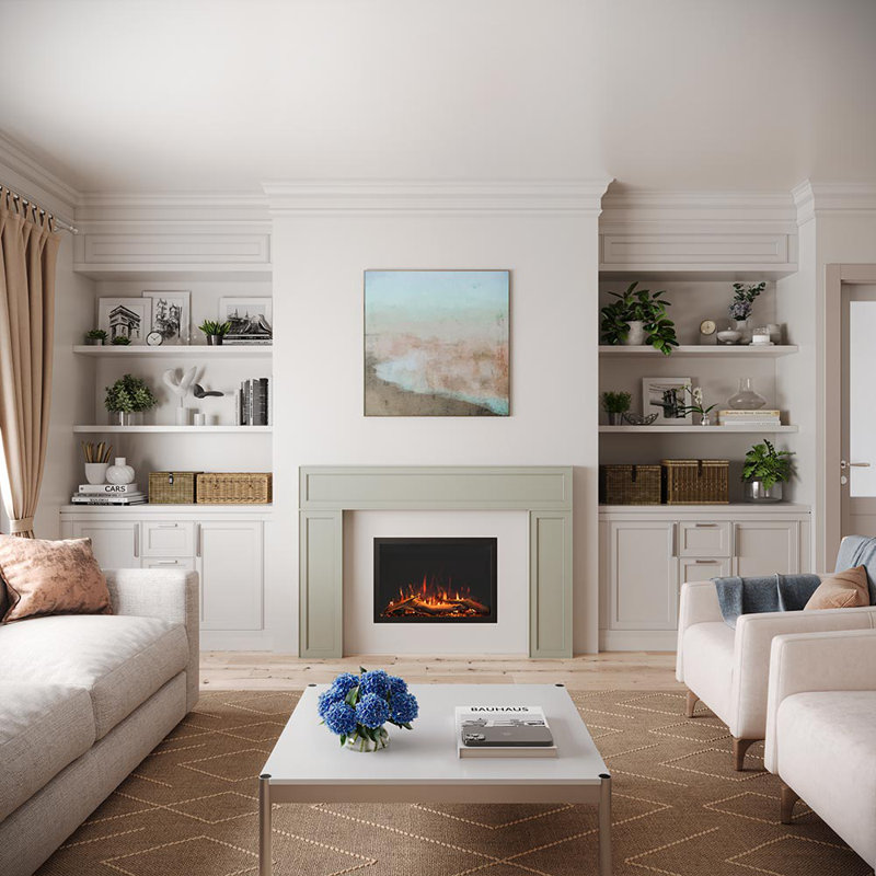Highmark 26" Traditional Electric Fireplace Insert Heater, Wi-Fi, Google & Alexa Compatible, Logs & Crystals