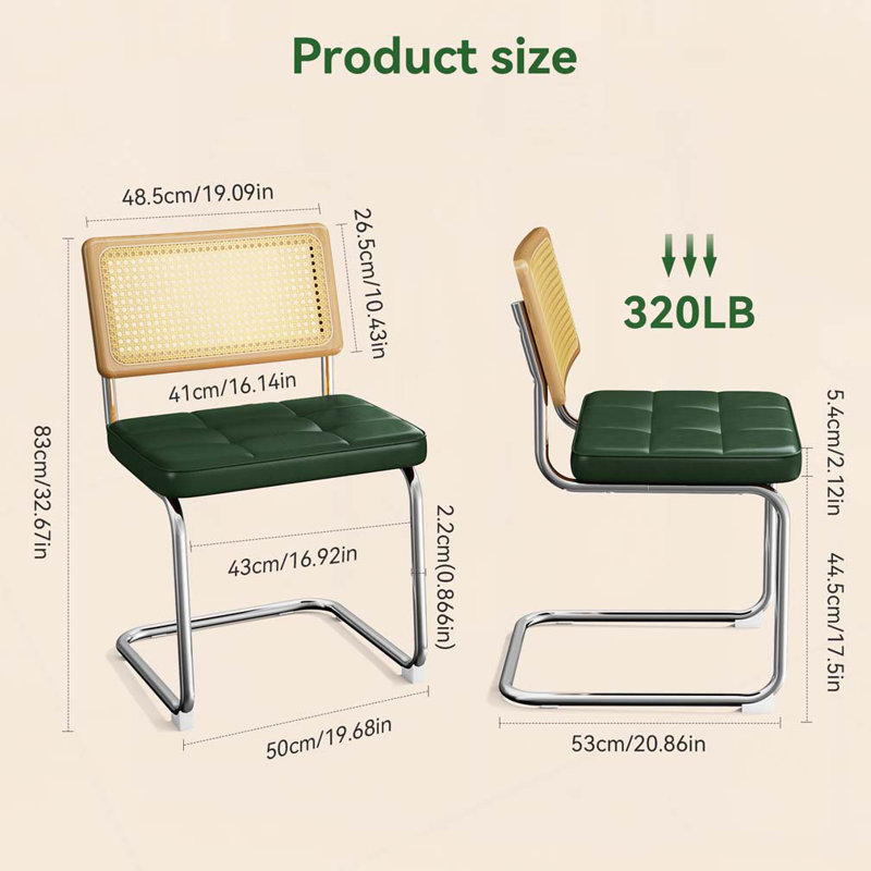 Rattan Dining Chairs Faux Leather Dining Chairs, Green