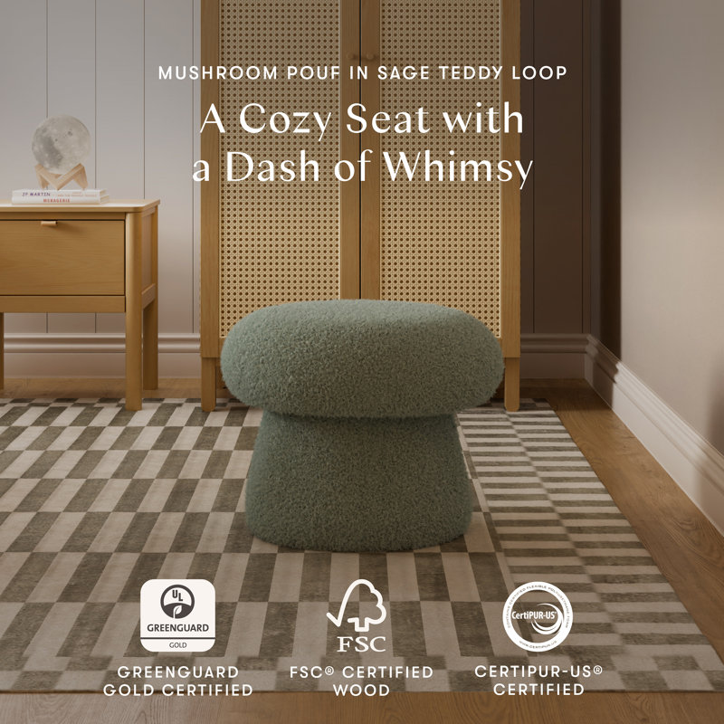 Mini Mushroom Pouf, Sage Teddy Loop