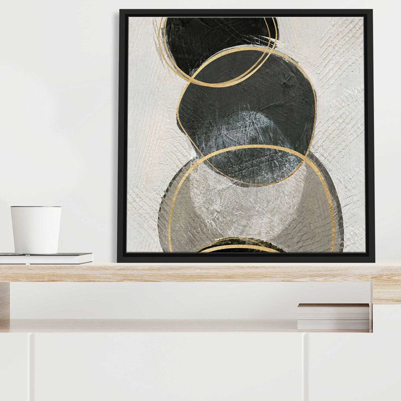 «River Rock II» par Susan Jill - Peinture, L 27,5 po x H 27,5 po, Cadre noir
