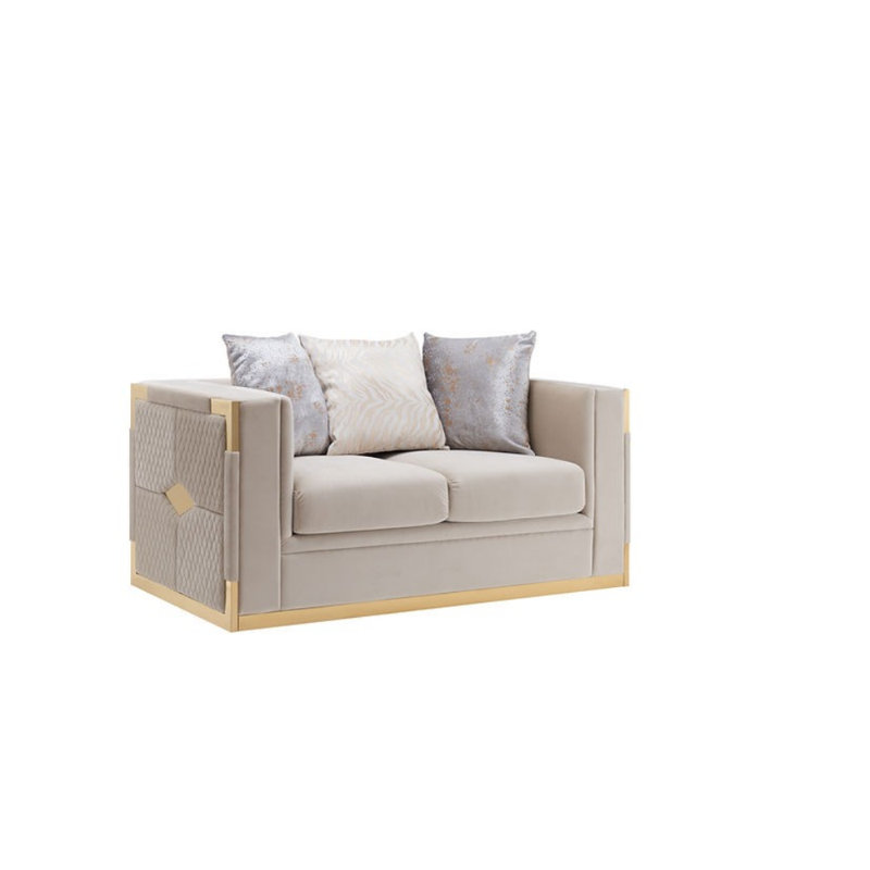 Ensemble de salon en velours 2 pièces Yubo, Velours crème