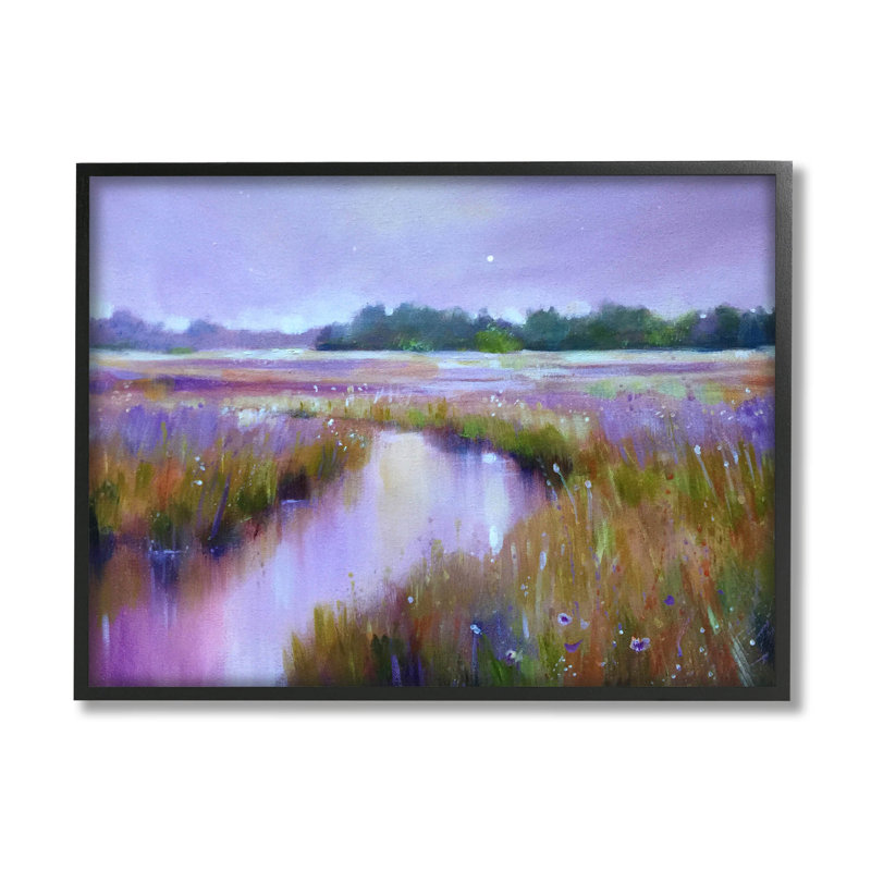 Art de la giclée de ruisseau, Vivid Purple Dusk, Giclée encadrée noir minuit, H 11 po x l 14 po x P 1,5 po