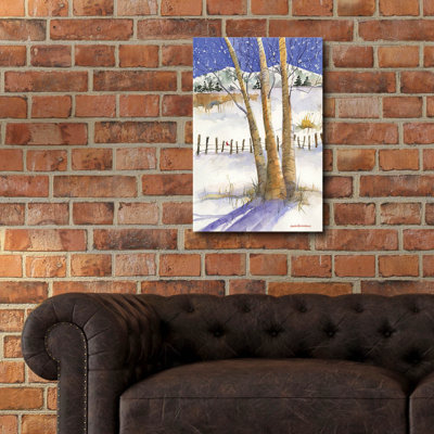 «Birch with Cardinal» par Annelein Beukenkamp, art mural en verre acrylique