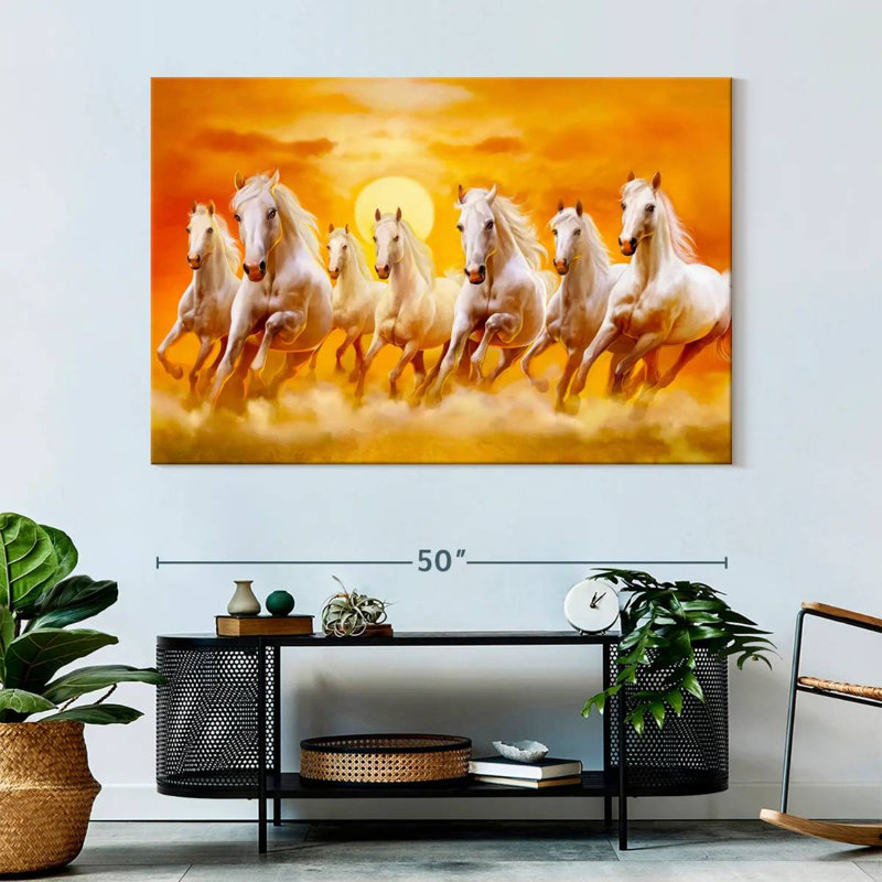 Seven Running Horses Canvas Print, 34" H x 51" W x 1.25" D