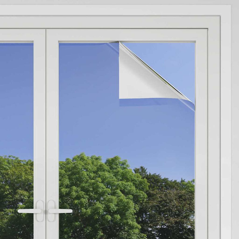 Solar Film Static Reflective Effect Privacy Window Film Silver PVC, 60cm H x 2000cm W
