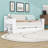 Convertible Wood Daybed with Built-in Desk, Drawers and Extendable Armrests-599081663-599081660