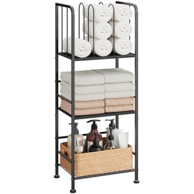 Séparateur de serviettes amovible à 3 niveaux en forme de M, porte-serviettes en métal durable, porte-serviettes de piscine, organisateur de rangement de serviettes peu encombrant, tablette de bain moderne pour la maison, bord de piscine, noir
