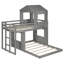 Lit superposé simple au-dessus d'un lit double en bois avec maisonnette, look en gris antique et garde-corps pour un divertissement sécuritaire, structure en pin massif, niveau de soutien supérieur de 400 lb, deux façons d'assemblage du bas 600 lb-130428140