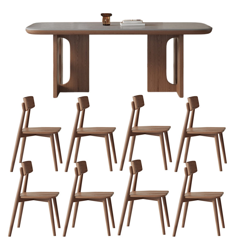 Casual simple rectangular dining table set, 29.5"H x 78.7"L x 35.4"W