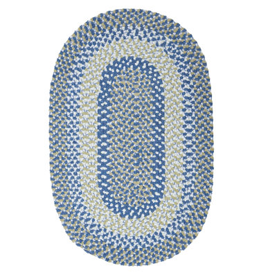 Tapis géométrique tressé à la main bleu / vert Launcelot