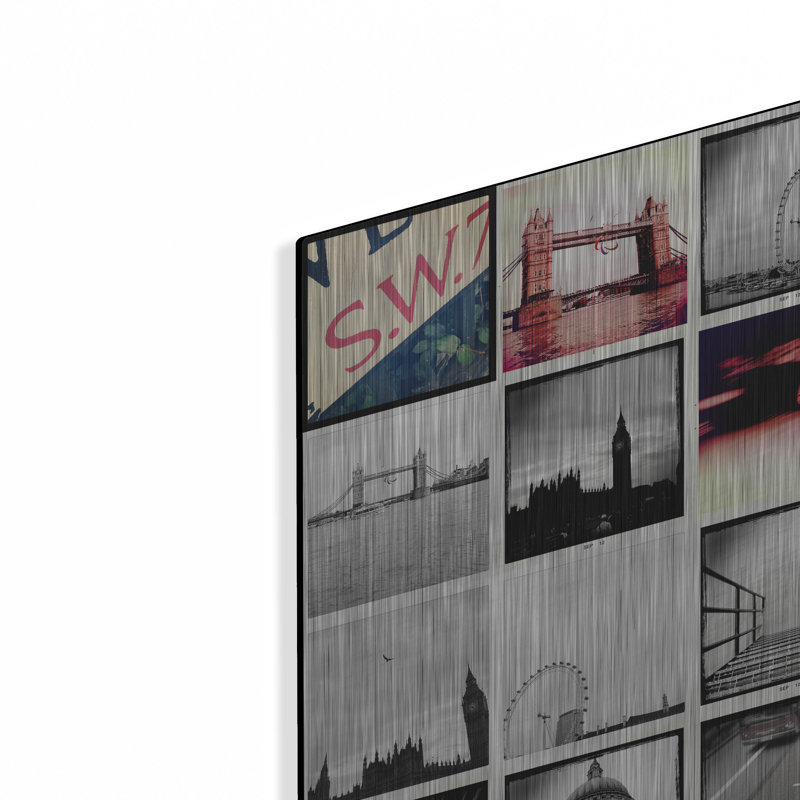 «Large Grid Of London Scenes» par Tom Quartermaine, H 24 po x l 24 po