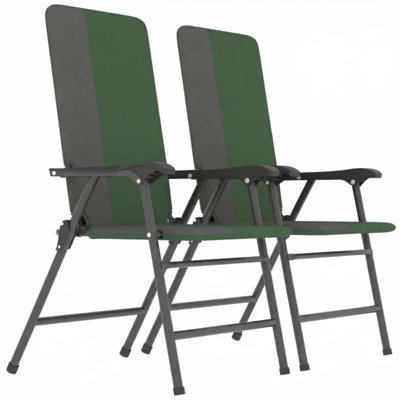Set Of 2 Folding Lawn Chairs, Padded 600d Oxford, High Back Support, Steel Frame, Portable Outdoor Camping Chair
