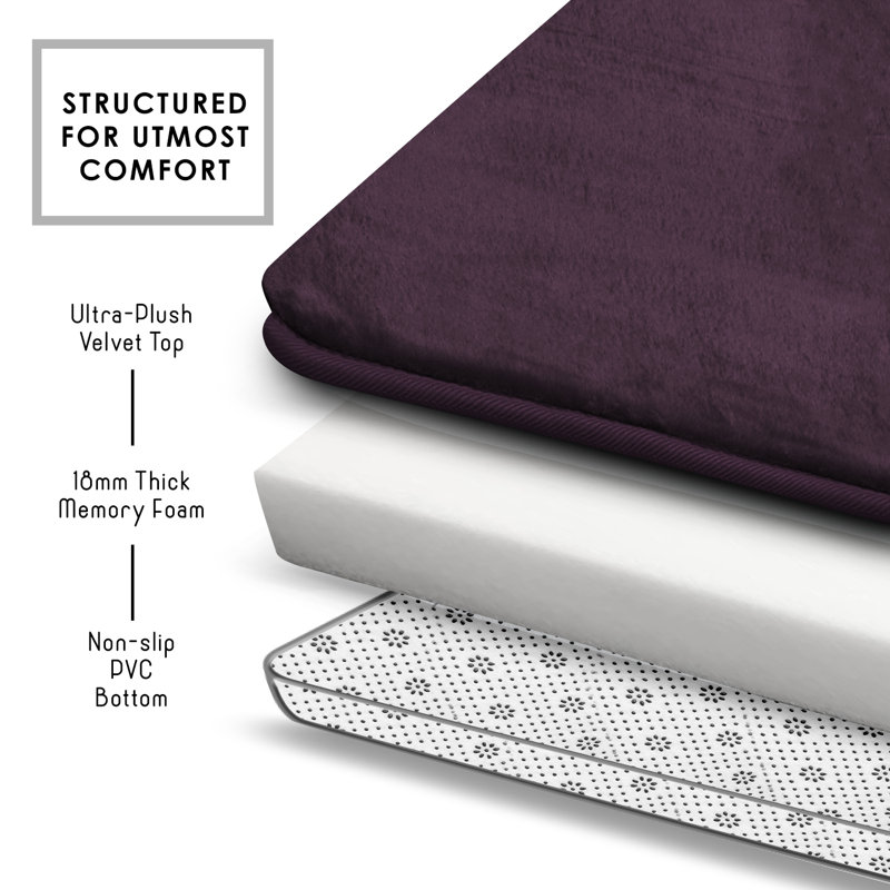 Ultra Soft Purple Memory Foam 3-Piece Bath Rug Set