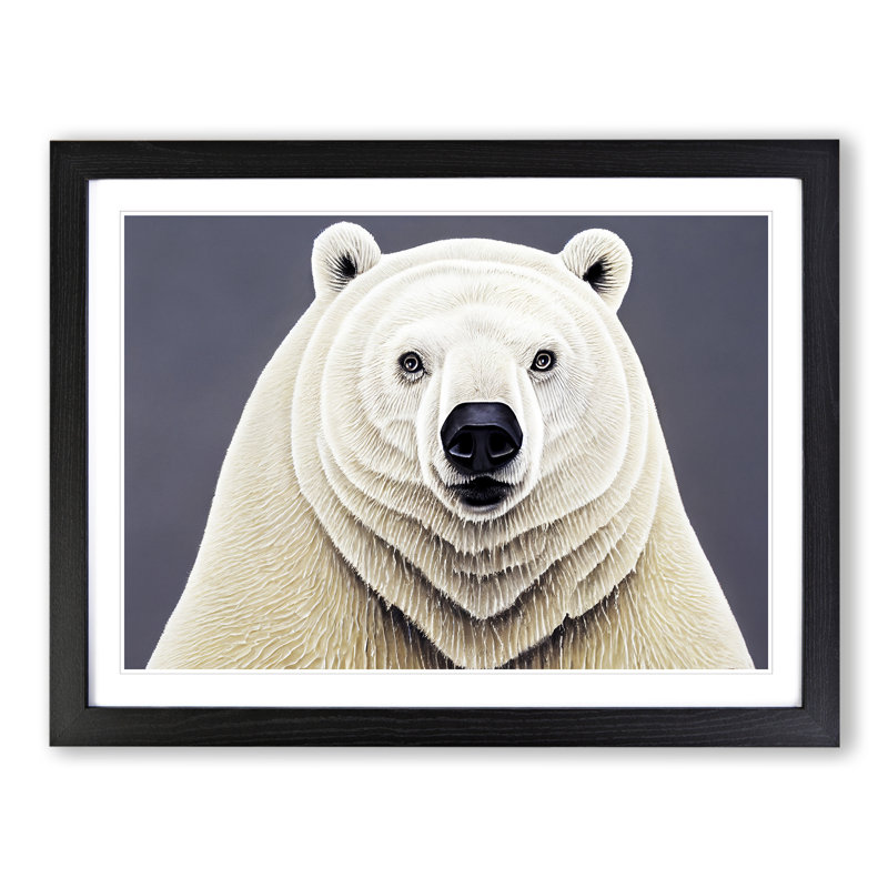 Euphoric Polar Bear - Single Picture Frame Print, 34cm H x 46cm W x 2cm D, Black