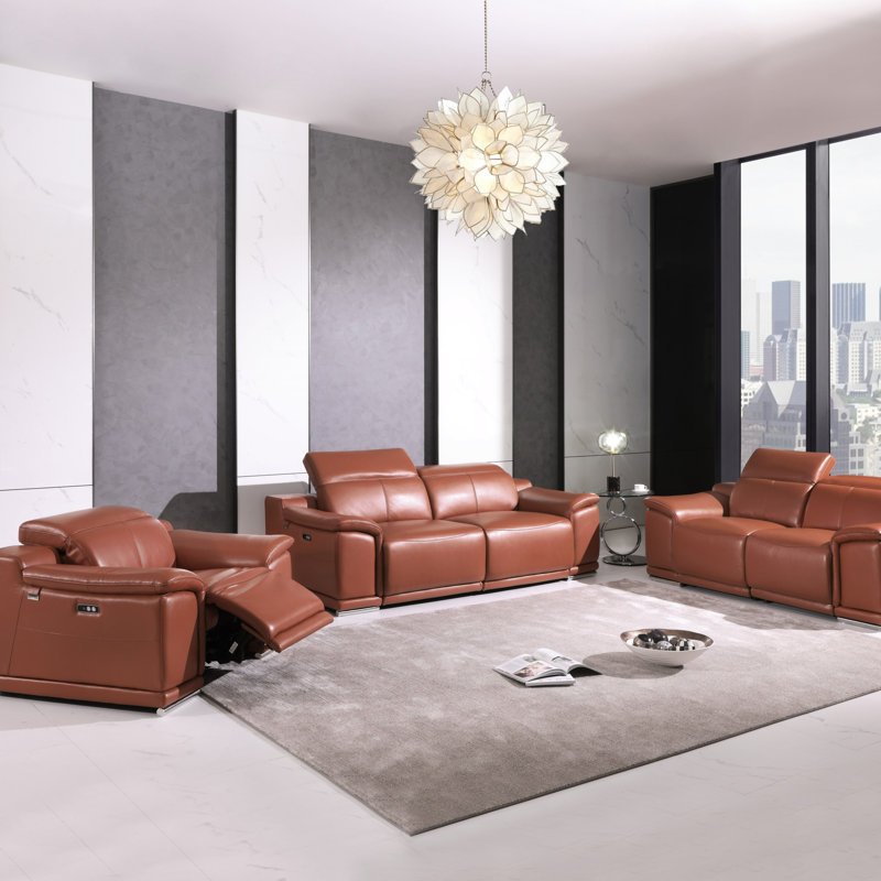 Causeuse inclinable en cuir Global United, Chameau