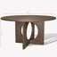 Solid Oak Wood Curved Base Dining Table with Seating for 6