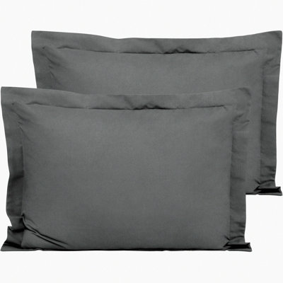LuxurySoft Microfiber Pillow Shams - Set of 2 Dark Grey Euro Sham Covers, Fade/Wrinkle Resistant, Envelope Closure, Queen Size 20x30 Inches - Soft & Durable